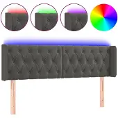 vidaXL Hoofdbord LED 163x16x78/88 cm fluweel donkergrijs
