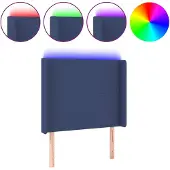 vidaXL Hoofdbord LED 103x16x118/128 cm stof blauw
