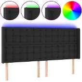 vidaXL Hoofdbord LED 203x16x118/128 cm kunstleer zwart