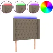 vidaXL Hoofdbord LED 93x16x118/128 cm stof taupe