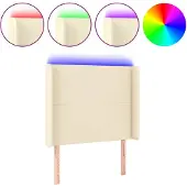 vidaXL Hoofdbord LED 93x16x118/128 cm kunstleer crèmekleurig
