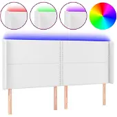 vidaXL Hoofdbord LED 203x16x118/128 cm kunstleer wit