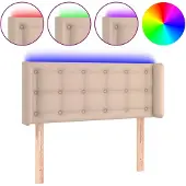 vidaXL Hoofdbord LED 103x16x78/88 cm kunstleer cappuccinokleurig
