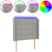vidaXL Hoofdbord LED 93x16x118/128 cm stof lichtgrijs