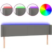 vidaXL Hoofdbord LED 163x16x78/88 cm stof donkergrijs