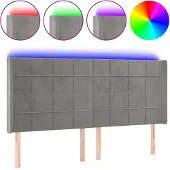 vidaXL Hoofdbord LED 183x16x118/128 cm fluweel lichtgrijs