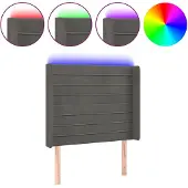 vidaXL Hoofdbord LED 83x16x118/128 cm fluweel donkergrijs