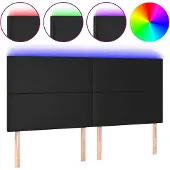 vidaXL Hoofdbord LED 200x5x118/128 cm kunstleer zwart