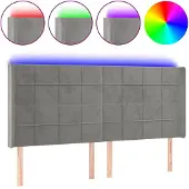 vidaXL Hoofdbord LED 163x16x118/128 cm fluweel lichtgrijs