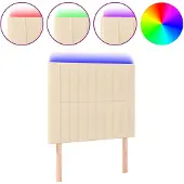 vidaXL Hoofdbord LED 80x5x118/128 cm stof crèmekleurig