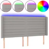vidaXL Hoofdbord LED 163x16x118/128 cm stof lichtgrijs