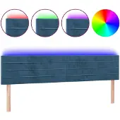 vidaXL Hoofdbord LED 160x5x78/88 cm fluweel donkerblauw