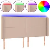 vidaXL Hoofdbord LED 203x16x118/128 cm kunstleer cappuccinokleurig