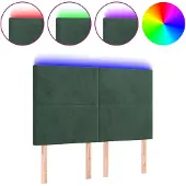 vidaXL Hoofdbord LED 144x5x118/128 cm fluweel donkergroen