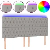 vidaXL Hoofdbord LED 180x7x118/128 cm stof lichtgrijs