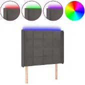 vidaXL Hoofdbord LED 83x16x118/128 cm fluweel donkergrijs