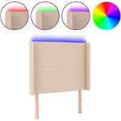 vidaXL Hoofdbord LED 93x16x118/128 cm kunstleer cappuccinokleurig