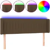 vidaXL Hoofdbord LED 147x16x78/88 cm stof donkerbruin