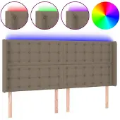 vidaXL Hoofdbord LED 203x16x118/128 cm stof taupe