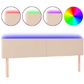 vidaXL Hoofdbord LED 180x5x78/88 cm kunstleer cappuccinokleurig