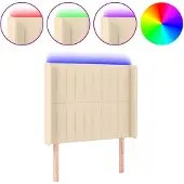 vidaXL Hoofdbord LED 83x16x118/128 cm stof crèmekleurig