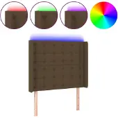 vidaXL Hoofdbord LED 83x16x118/128 cm stof donkerbruin