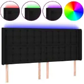 vidaXL Hoofdbord LED 163x16x118/128 cm stof zwart