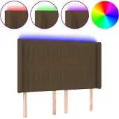 vidaXL Hoofdbord LED 147x16x118/128 cm stof donkerbruin
