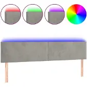 vidaXL Hoofdbord LED 160x5x78/88 cm fluweel lichtgrijs