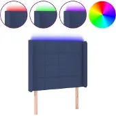 vidaXL Hoofdbord LED 103x16x118/128 cm stof blauw