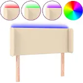 vidaXL Hoofdbord LED 93x16x78/88 cm stof crèmekleurig