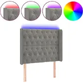 vidaXL Hoofdbord LED 93x16x118/128 cm fluweel lichtgrijs