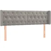vidaXL Hoofdbord met randen 147x16x78/88 cm fluweel lichtgrijs