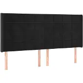 vidaXL Hoofdbord met randen 163x16x118/128 cm fluweel zwart