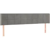 vidaXL Hoofdbord met randen 183x16x78/88 cm fluweel lichtgrijs