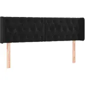 vidaXL Hoofdbord met randen 147x16x78/88 cm fluweel zwart
