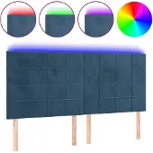 vidaXL Hoofdbord LED 200x5x118/128 cm fluweel donkerblauw