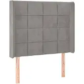 vidaXL Hoofdbord met randen 103x16x118/128 cm fluweel lichtgrijs