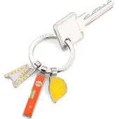 Troika SLEUTELHANGER BOB met 3 bedels, duimstok, waterpas en bouwhelm.