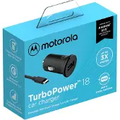 Motorola TurboPower Autolader met USB-C Kabel - 18W - Zwart