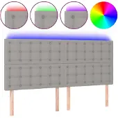 vidaXL Hoofdbord LED 200x5x118/128 cm stof lichtgrijs