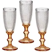 Vivalto Luxe Monaco serie Champagneglazen set 6x stuks op goud voet 180 ml - Champagneglazen