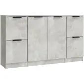 vidaXL Dressoirs, 3 stuks, betonkleur, houtvezel
