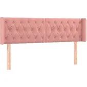 vidaXL Hoofdbord met randen 147x16x78/88 cm fluweel roze