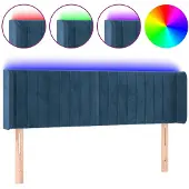 vidaXL Hoofdbord LED 147x16x78/88 cm fluweel donkerblauw