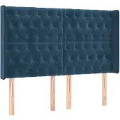 vidaXL Hoofdbord met randen 147x16x118/128 cm fluweel donkerblauw