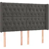 vidaXL Hoofdbord met randen 163x16x118/128 cm fluweel donkergrijs