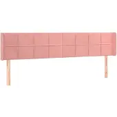 vidaXL Hoofdbord met randen 203x16x78/88 cm fluweel roze