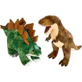 Wild republic Setje Van 2x Dinosaurus Knuffels T-rex En Stegosaurus Van 25 Cm - Knuffeldier