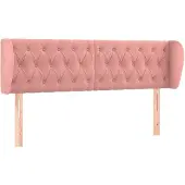 vidaXL Hoofdbord met randen 147x23x78/88 cm fluweel roze